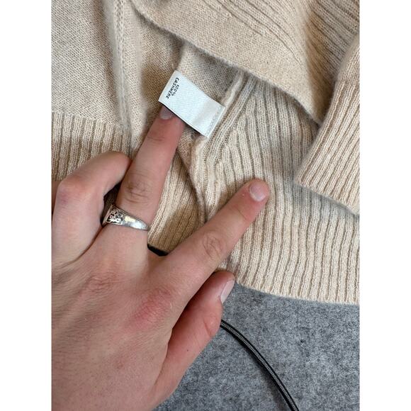 Neiman Marcus Cashmere Cardigan Sweater Womens XS Beige Knit Open Front Preppy - Picture 6 of 7